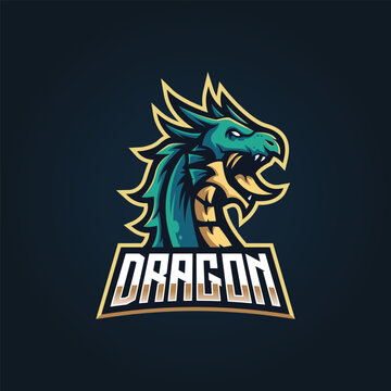 Dragon e-Sport Mascot Logo Design Illustration Vector
