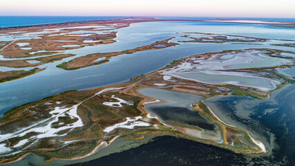 Unusual islands on a beautiful lake