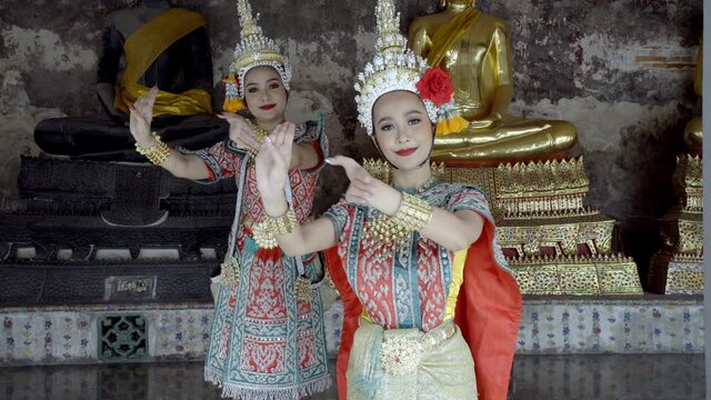 Traditional Thai female Dancers. Bangkok, Thailand.