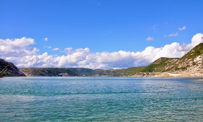 A bay (Bakarski zaljev) in Croatia. Panoramic view of Bakar city in Croatia.
