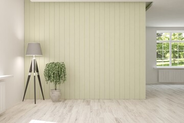 White empty room. Scandinavian interior design. 3D illustration