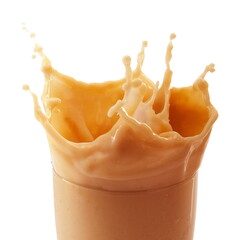 milk tea splash isolated on white