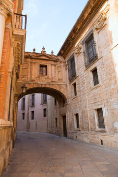 Valencia Cathedral Arch Barchilla street at Spain