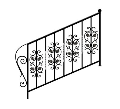recommend clip art: SKETCH of forged metal elements with antique ornaments. Artistic forging belongs to the category of handwork. curl on a white background. fence, stair railings forged