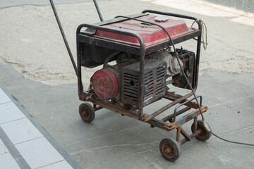 Generator on wheels. Means for supplying electricity to tools. 