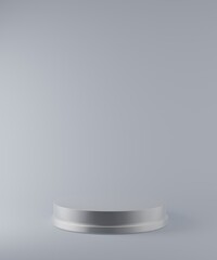Silver cylinder podium background. Abstract pedestal scene with geometrical. Scene to show cosmetic products presentation. Mock up design empty space. Showcase,shopfront,display case,3d illustration