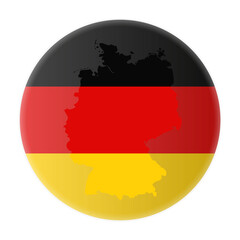 round german flag and map of germany outline sticker or badge vector illustration