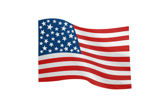Drawn United States flag on white background 