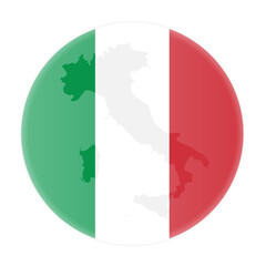 Fototapeta premium round italian flag and map of italy outline sticker or badge vector illustration