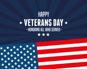 happy poster of veterans day vector illustration design