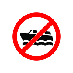 Vector of prohibition sign. No Boating. Beach property sign. Eps 10 vector illustration.