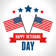 flag in day happy of veterans war vector illustration design