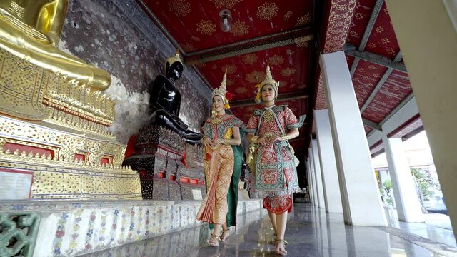 Traditional Thai female Dancers. Bangkok, Thailand.
