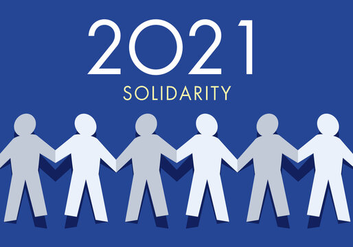 Une origami qui représente un groupe de personnes qui se donnent la main en signe de solidarité pour l’année 2021. 