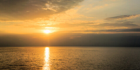 Beautiful landscape and sunset at sea. Philippines.