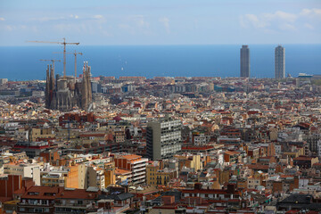 Fototapeta premium Aerial view of beautiful Barcelona city in Spain.