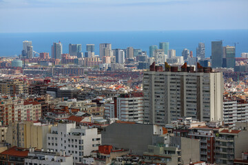 Aerial view of beautiful Barcelona city in Spain.