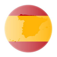 Obraz premium round spanish flag and map of spain outline sticker or badge vector illustration