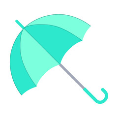 The blue umbrella. Flat design. Isolated icon on white background. Vector illustration.