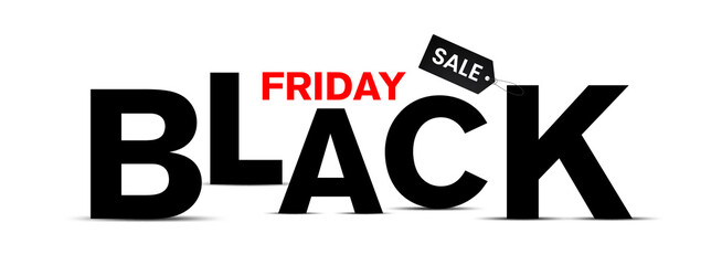 Simple Black Friday Text / Typography Design with Price Tag. Vector Design. 