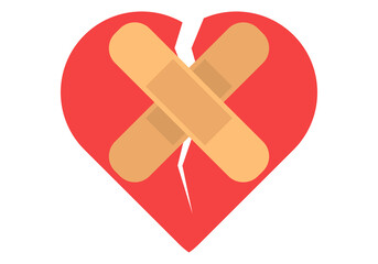 Icono de un corazón roto con tiritas.