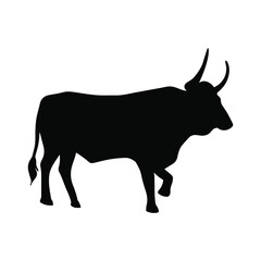 Vector image of a bull. Silhouette of a bull in a calm pose. Livestock, farm animal. The bull as a symbol of 2021. Bull logo.