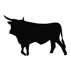 Vector image of a bull. Silhouette of a bull in a calm pose. Livestock. The bull as a symbol of 2021. Bull logo. Zodiac signs.