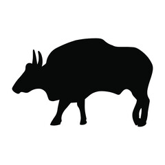 Vector silhouette of a bull. Pet. Silhouette of cattle. The animal is waiting.