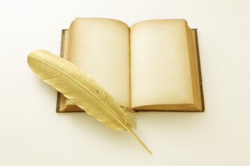金の羽とアンティークの本