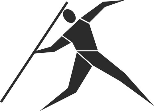 A gymnast throwing a sports javelin. Sportsman isolated on white background. Vector illustration.