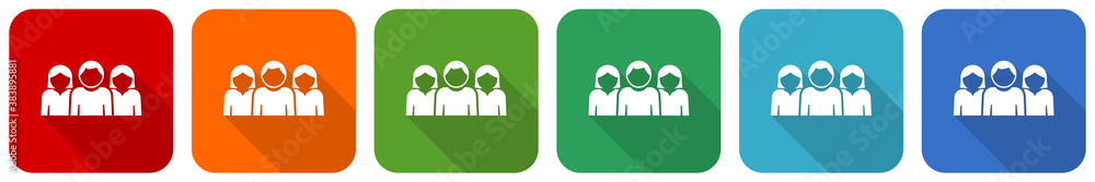 Aufkleber people icon set, flat design vector illustration in 6 colors options for webdesign and mobile applic