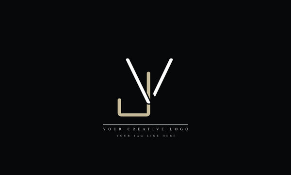 VJ JV V J Letter Logo Design with Creative Modern Trendy Typography