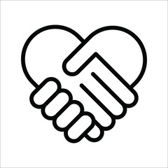 Handshake icon - Two hands together. Heart symbol vector illustration. editable icon