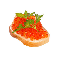 sandwich with red caviar