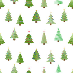 christmas tree seamless pattern. winter holiday decoration background.