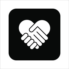 Handshake icon - Two hands together. Heart symbol vector illustration. editable icon