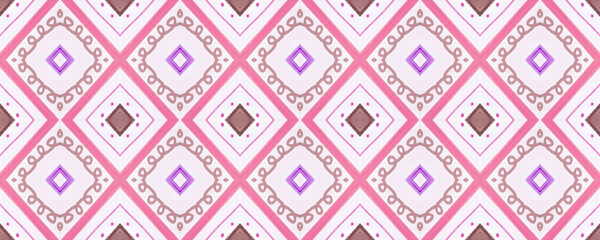 Seamless American Pattern. Purple Ikat Print. 