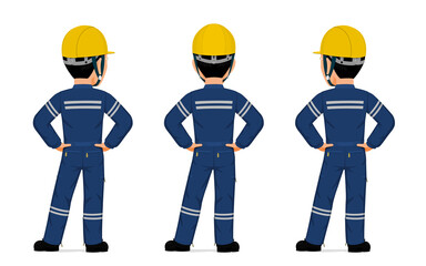 Isolated industrial worker with blue jumpsuit on white background