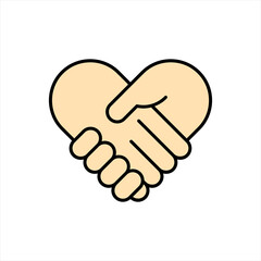 Fototapeta premium Handshake icon - Two hands together. Heart symbol vector illustration. editable icon