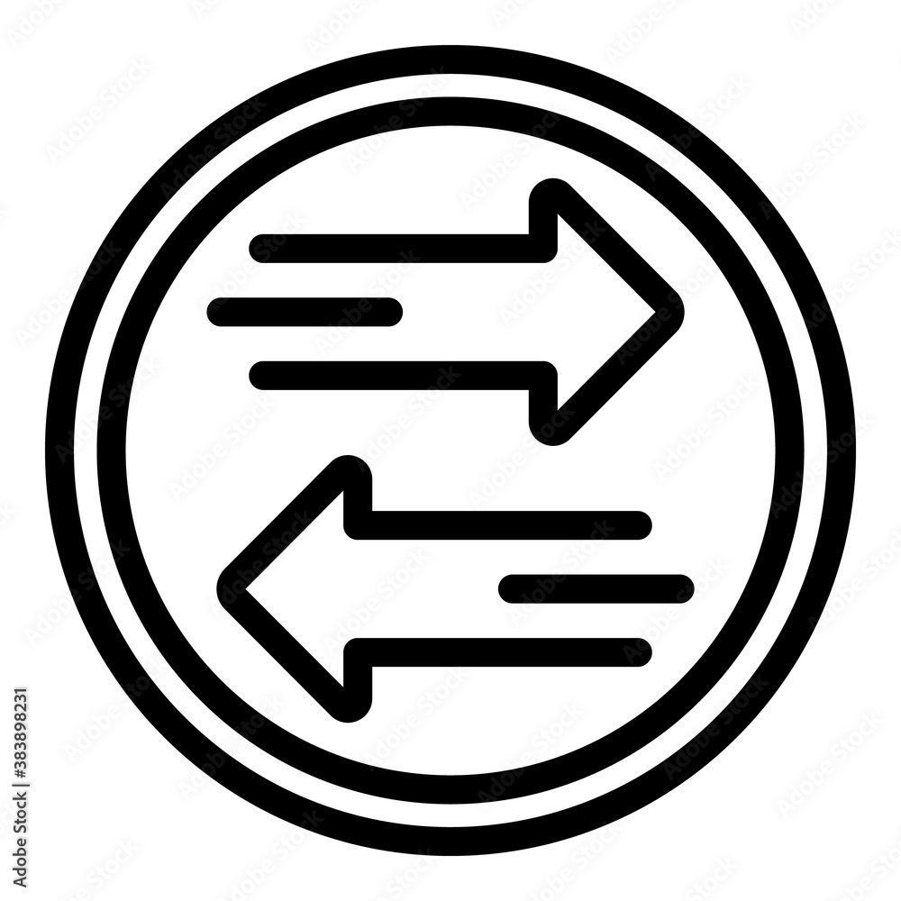 Aufkleber arrow coin comparison icon. outline arrow coin comparison vector icon for web design isolated on whi