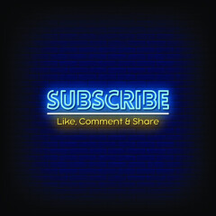 Subscribe Neon Signs Style Text Vector