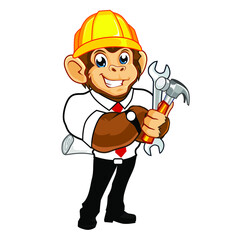 monkey builder mascot cartoon in vector