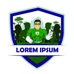 superhero lawn logo cartoon