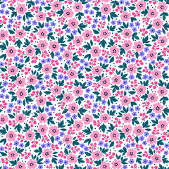 Fototapeta na wymiar Elegant pattern in small flowers. Liberty style. Floral seamless background. Ditsy print. Vector texture. A bouquet of spring flowers for fashion prints.