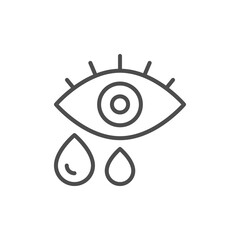 Eye and tears line outline icon
