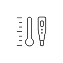 Temperature and thermometer line outline icon