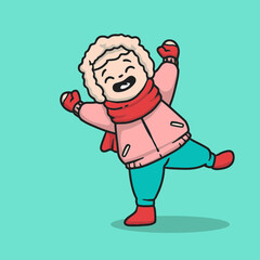 Cute kid with winter cloth happy and smiling