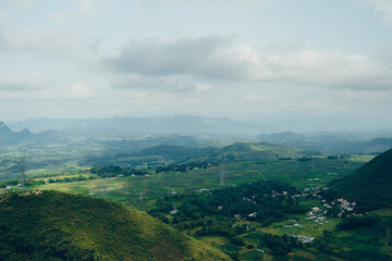 Panoramic view of Thung Khe pass in Mai Chau, Hoa Binh, Vietnam.
