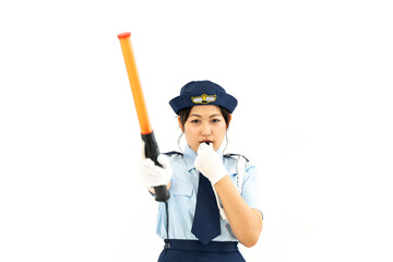 交通整理をする婦人警官