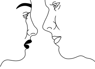 A man and a woman look at each other with love